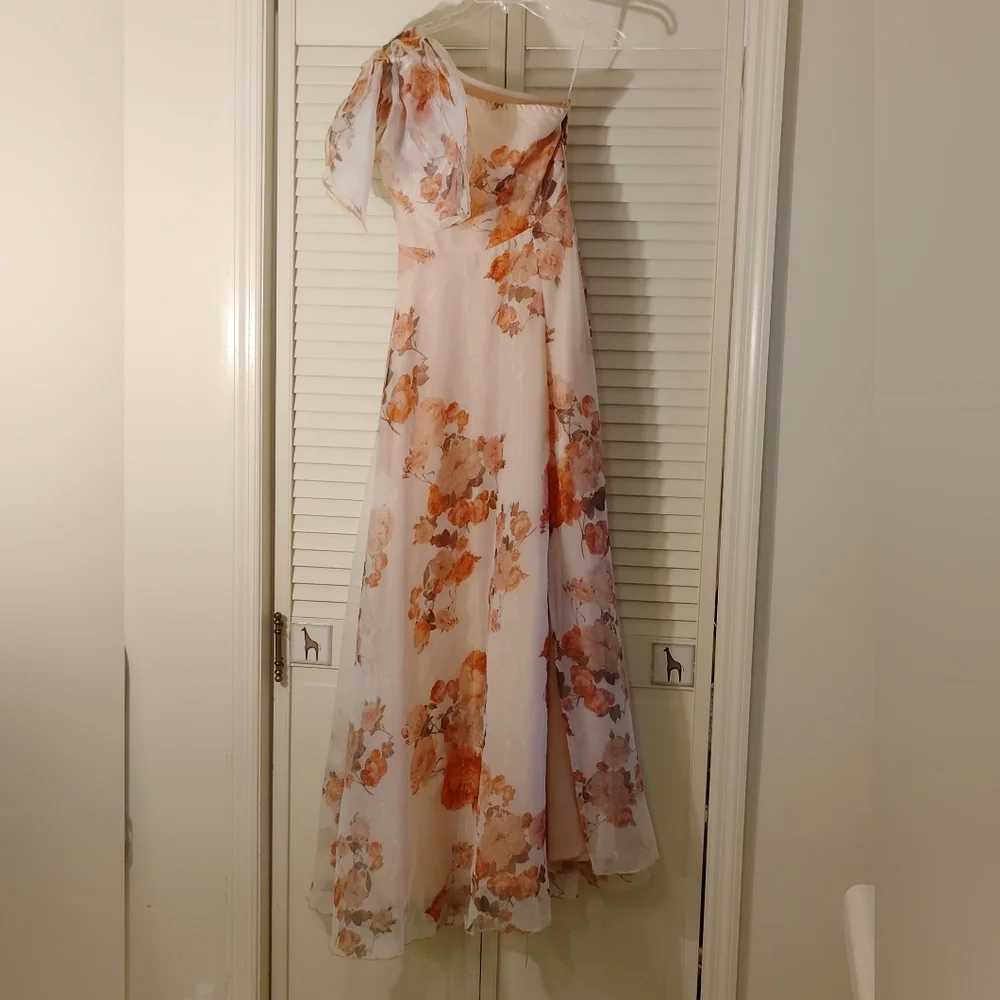 SHEIN Floral Maxi Dress - Orange and Cream - Picture 4 of 11